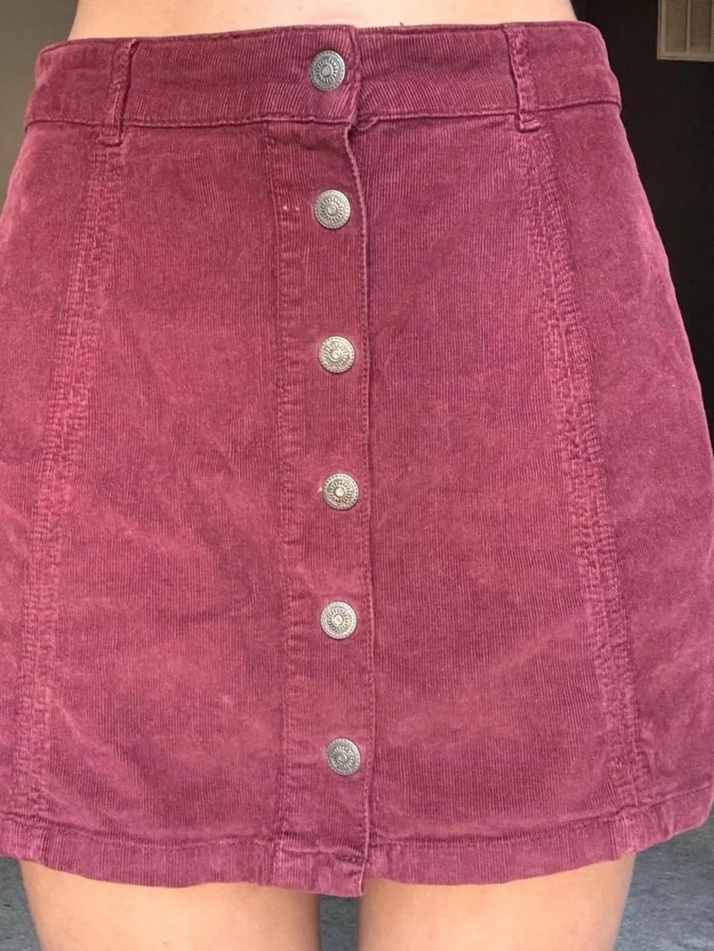 American Eagle button-down burgundy corduroy mini skirt- Size 6